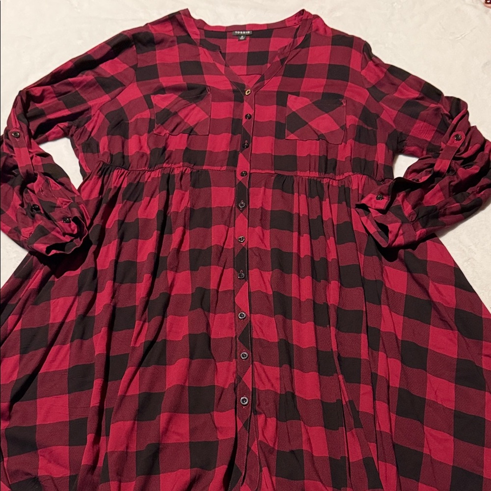 Torrid black/berry plaid dress - Picture 2 of 5